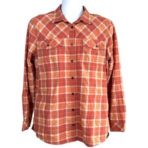 LL Bean Mens No Fly Zone Button Up Shirt Plaid Size L Fishing Outdoors Hiking